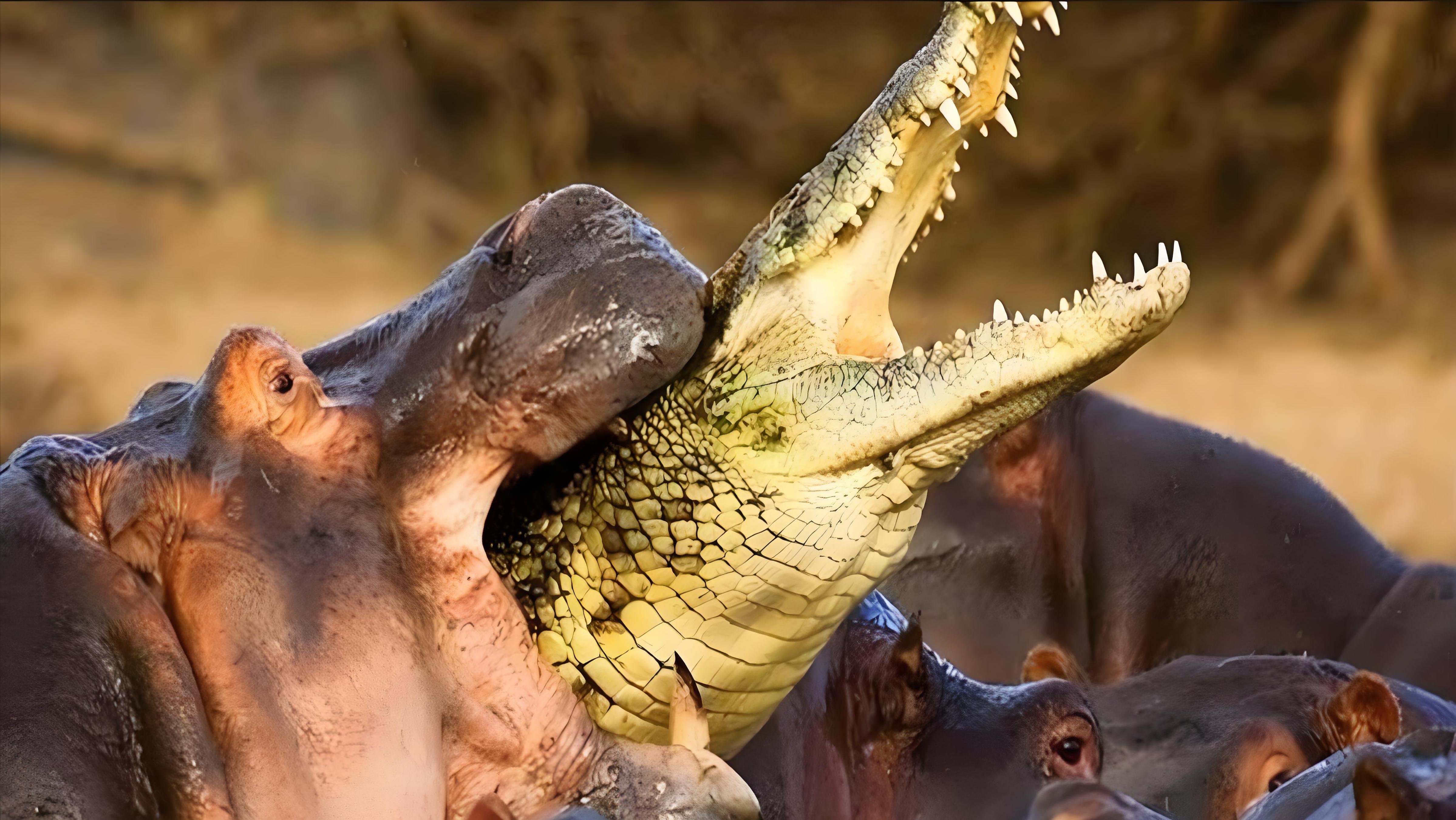 食草的河马，为何狮子鳄鱼都不敢动它？...
