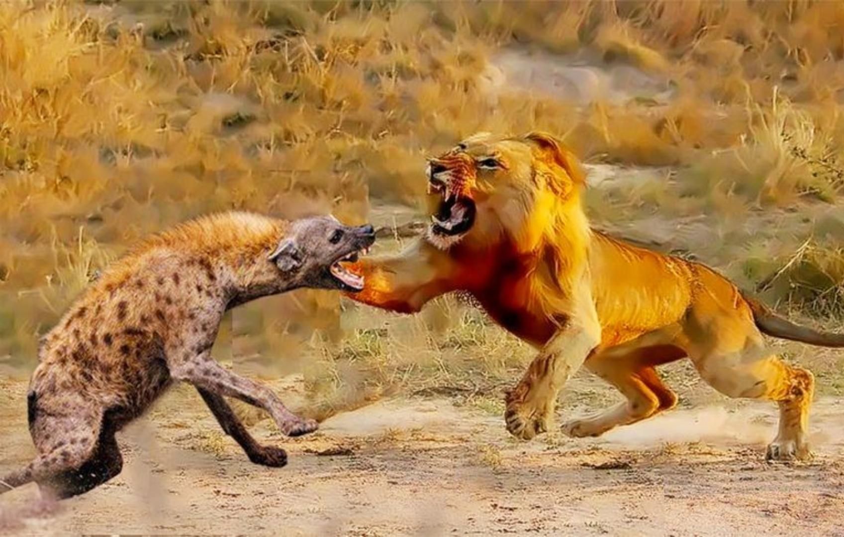 两只大鬣狗真的能杀死一头雄狮吗？揭秘斑鬣狗女王与雄狮的生死较量！