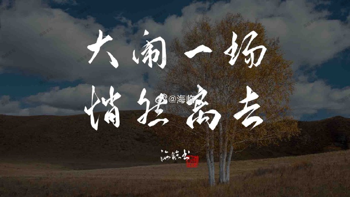 人生就是大闹一场，然后悄然离去...